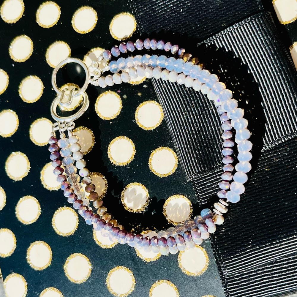 Gray and blue Swarovski bead bracelet
